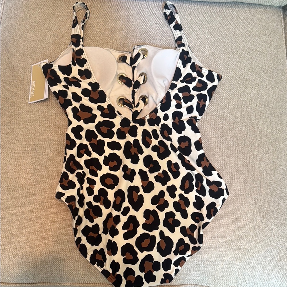 Michael Kors Animal Print Lace-Up Swimsuit - Picture 5 of 6